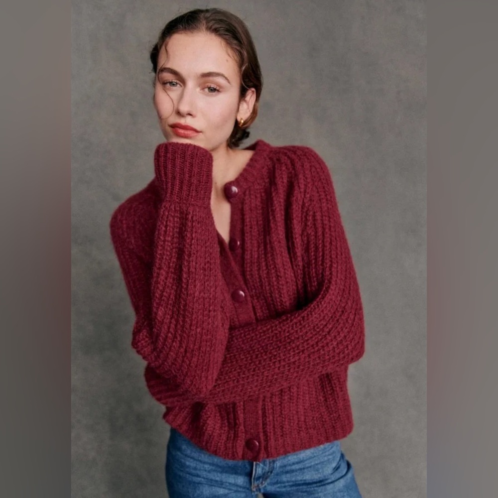 EUC Sezane Emile Cardigan in Garnet - Size L